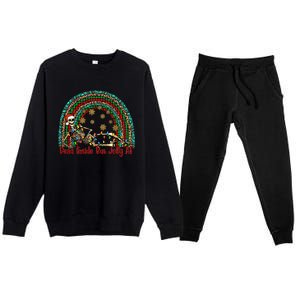 Dead Inside But Jolly Af Rainbow Christmas Skeleton Funny Gift Premium Crewneck Sweatsuit Set