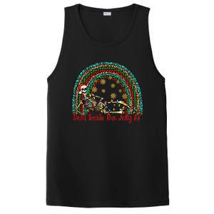 Dead Inside But Jolly Af Rainbow Christmas Skeleton Funny Gift PosiCharge Competitor Tank