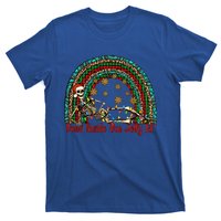 Dead Inside But Jolly Af Rainbow Christmas Skeleton Funny Gift T-Shirt