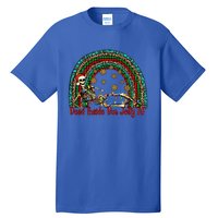 Dead Inside But Jolly Af Rainbow Christmas Skeleton Funny Gift Tall T-Shirt