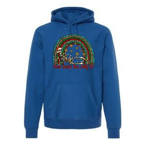 Dead Inside But Jolly Af Rainbow Christmas Skeleton Funny Gift Premium Hoodie