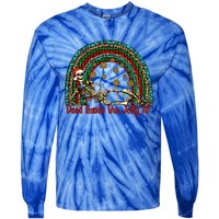 Dead Inside But Jolly Af Rainbow Christmas Skeleton Funny Gift Tie-Dye Long Sleeve Shirt