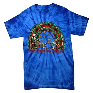 Dead Inside But Jolly Af Rainbow Christmas Skeleton Funny Gift Tie-Dye T-Shirt