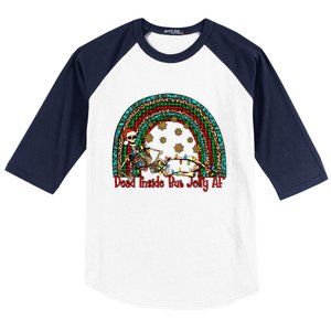 Dead Inside But Jolly Af Rainbow Christmas Skeleton Funny Gift Baseball Sleeve Shirt