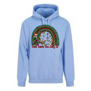 Dead Inside But Jolly Af Rainbow Christmas Skeleton Funny Gift Unisex Surf Hoodie