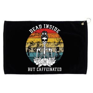 Dead Inside But Caffeinated Skeleton Flower coffee lover Grommeted Golf Towel