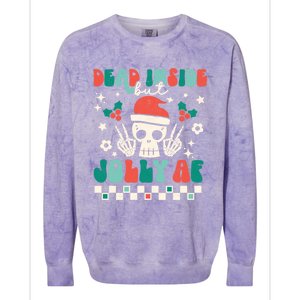 Dead Inside But Jolly Af Santa Skeleton Retro Christmas Xmas Meaningful Gift Colorblast Crewneck Sweatshirt