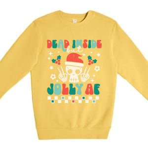 Dead Inside But Jolly Af Santa Skeleton Retro Christmas Xmas Meaningful Gift Premium Crewneck Sweatshirt