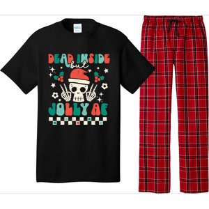 Dead Inside But Jolly Af Santa Skeleton Retro Christmas Xmas Meaningful Gift Pajama Set