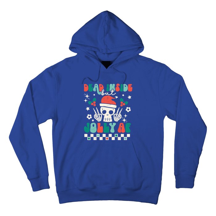 Dead Inside But Jolly Af Santa Skeleton Retro Christmas Xmas Meaningful Gift Hoodie