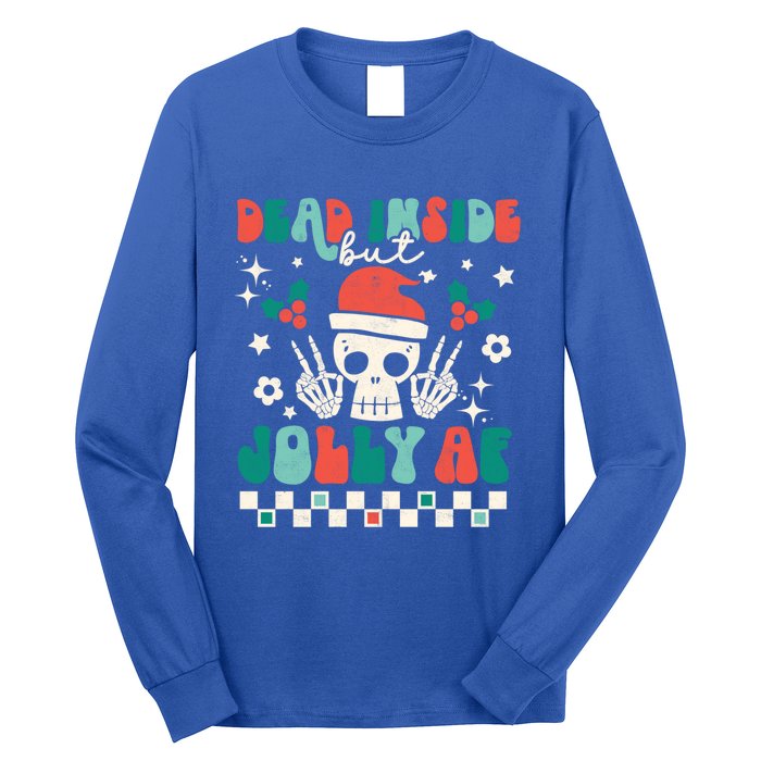 Dead Inside But Jolly Af Santa Skeleton Retro Christmas Xmas Meaningful Gift Long Sleeve Shirt