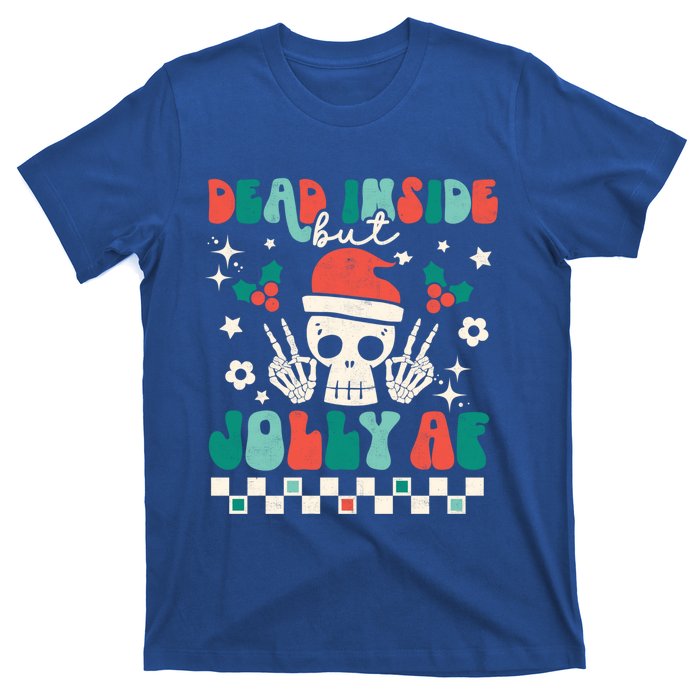 Dead Inside But Jolly Af Santa Skeleton Retro Christmas Xmas Meaningful Gift T-Shirt