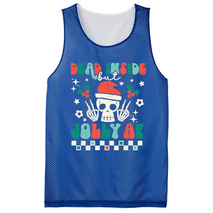 Dead Inside But Jolly Af Santa Skeleton Retro Christmas Xmas Meaningful Gift Mesh Reversible Basketball Jersey Tank