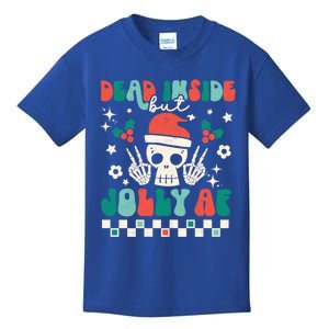 Dead Inside But Jolly Af Santa Skeleton Retro Christmas Xmas Meaningful Gift Kids T-Shirt