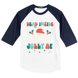 Dead Inside But Jolly Af Santa Skeleton Retro Christmas Xmas Meaningful Gift Baseball Sleeve Shirt