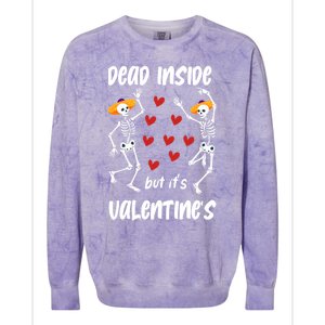 Dead Inside But ItS ValentineS Skeleton Dancing Lovers Meaningful Gift Colorblast Crewneck Sweatshirt