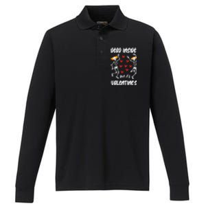 Dead Inside But ItS ValentineS Skeleton Dancing Lovers Meaningful Gift Performance Long Sleeve Polo