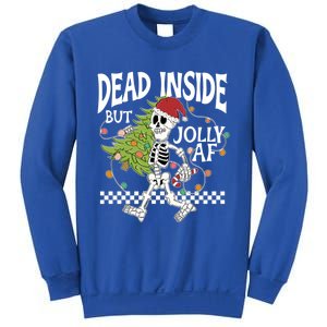 Dead Inside But Jolly Af Skeleton Bring Xmas Tree Christmas Gift Sweatshirt