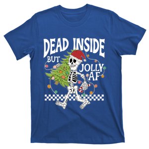 Dead Inside But Jolly Af Skeleton Bring Xmas Tree Christmas Gift T-Shirt