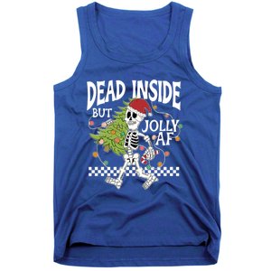 Dead Inside But Jolly Af Skeleton Bring Xmas Tree Christmas Gift Tank Top