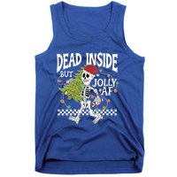 Dead Inside But Jolly Af Skeleton Bring Xmas Tree Christmas Gift Tank Top