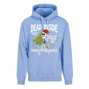 Dead Inside But Jolly Af Skeleton Bring Xmas Tree Christmas Gift Unisex Surf Hoodie