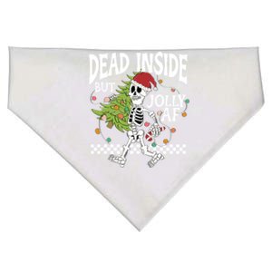 Dead Inside But Jolly Af Skeleton Bring Xmas Tree Christmas Gift USA-Made Doggie Bandana