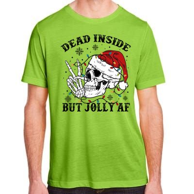 Dead Inside But Jolly Af Funny Skeleton Santa Hat Christmas Gift Adult ChromaSoft Performance T-Shirt