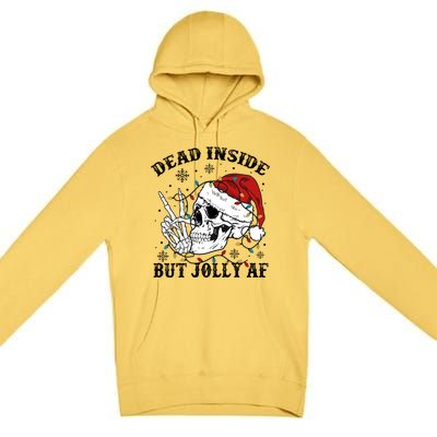 Dead Inside But Jolly Af Funny Skeleton Santa Hat Christmas Gift Premium Pullover Hoodie