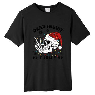 Dead Inside But Jolly Af Funny Skeleton Santa Hat Christmas Gift Tall Fusion ChromaSoft Performance T-Shirt