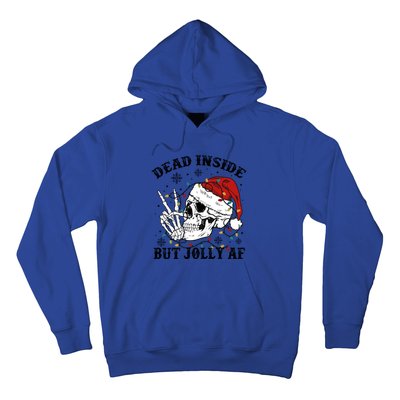 Dead Inside But Jolly Af Funny Skeleton Santa Hat Christmas Gift Hoodie