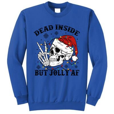 Dead Inside But Jolly Af Funny Skeleton Santa Hat Christmas Gift Sweatshirt