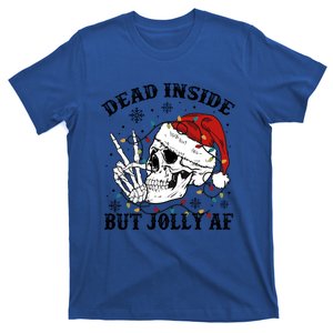 Dead Inside But Jolly Af Funny Skeleton Santa Hat Christmas Gift T-Shirt