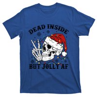 Dead Inside But Jolly Af Funny Skeleton Santa Hat Christmas Gift T-Shirt