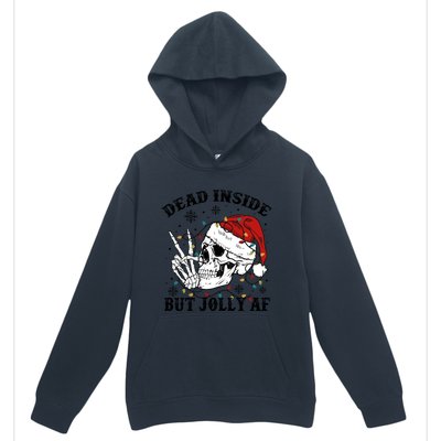 Dead Inside But Jolly Af Funny Skeleton Santa Hat Christmas Gift Urban Pullover Hoodie