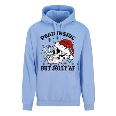 Dead Inside But Jolly Af Funny Skeleton Santa Hat Christmas Gift Unisex Surf Hoodie