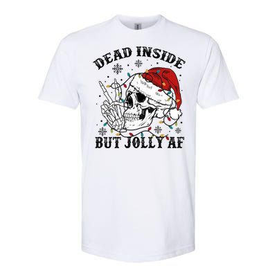 Dead Inside But Jolly Af Funny Skeleton Santa Hat Christmas Gift Softstyle CVC T-Shirt