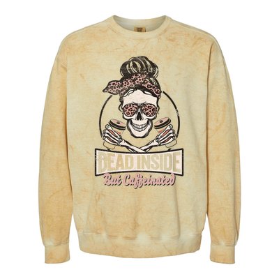 Dead Inside But Caffeinated Vintage Skeleton Halloween Mom Colorblast Crewneck Sweatshirt