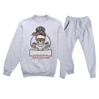 Dead Inside But Caffeinated Vintage Skeleton Halloween Mom Premium Crewneck Sweatsuit Set