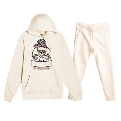 Dead Inside But Caffeinated Vintage Skeleton Halloween Mom Premium Hooded Sweatsuit Set