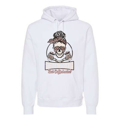 Dead Inside But Caffeinated Vintage Skeleton Halloween Mom Premium Hoodie