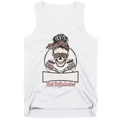 Dead Inside But Caffeinated Vintage Skeleton Halloween Mom Tank Top