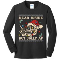 Dead Inside But Jolly Af Skeleton Christmas Kids Long Sleeve Shirt