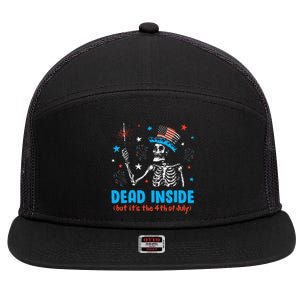 Dead Inside But It The 4th Of July Skeleton I 7 Panel Mesh Trucker Snapback Hat