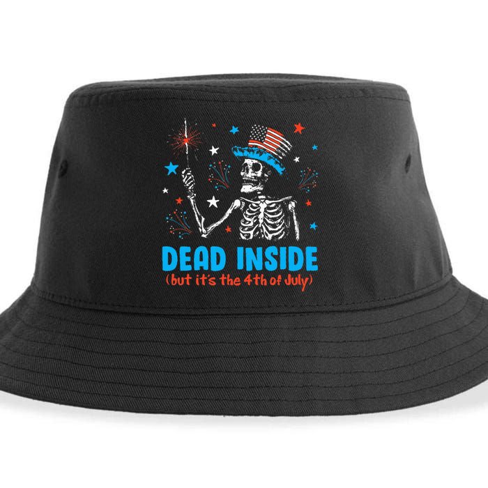 Dead Inside But It The 4th Of July Skeleton I Sustainable Bucket Hat