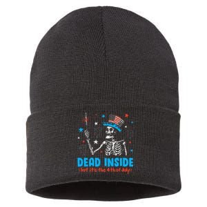 Dead Inside But It The 4th Of July Skeleton I Sustainable Knit Beanie