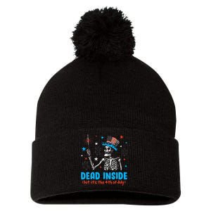 Dead Inside But It The 4th Of July Skeleton I Pom Pom 12in Knit Beanie