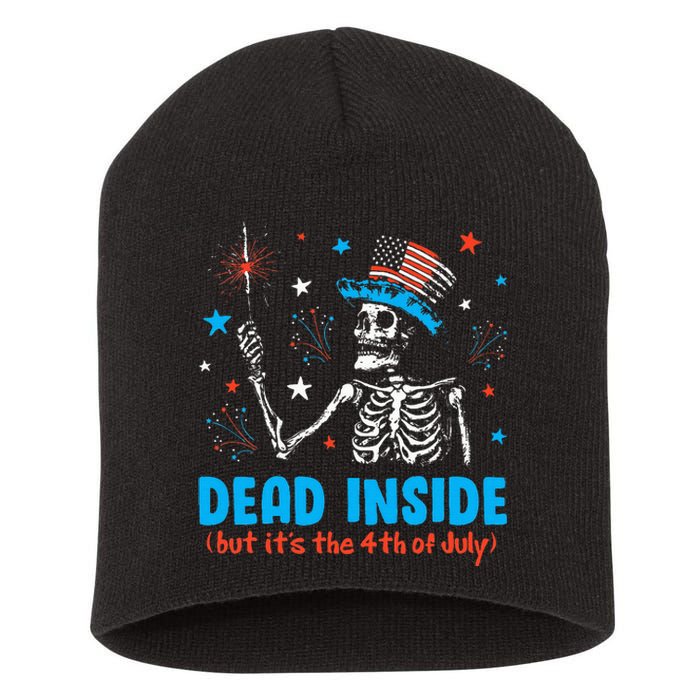 Dead Inside But It The 4th Of July Skeleton I Short Acrylic Beanie