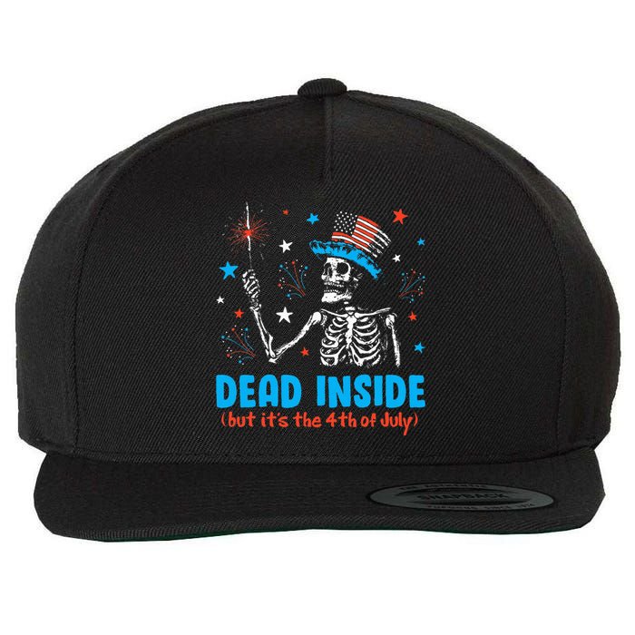 Dead Inside But It The 4th Of July Skeleton I Wool Snapback Cap