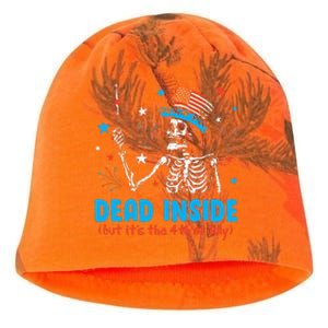 Dead Inside But It The 4th Of July Skeleton I Kati - Camo Knit Beanie